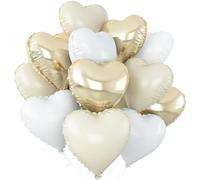 Cream White Heart Balloons,12Pcs Sand White Gold Heart Shaped Foil Balloons,18Inch Beige Helium Polyester Film Balloon for Boho Baby Shower Birthday Bridal Shower Wedding Party Decorations