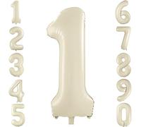 Cream White Number 1 Balloons 40 Inch Large Aluminum Foil Beige Number Balloons 0-9 Number 1 Balloon for Birthday Graduation Anniversary Party Celebration Supplies Wedding Decorations