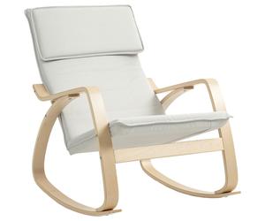 Cream White Rocking Chair High Back Upholstered Lounge Accent Armchair
