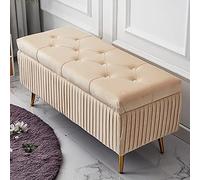 Cream White Velvet Storage BenchStylish Ottoman for Entryway Comfortable Shoe Organizer & Decorative Footrest for Living Room & Home Décor