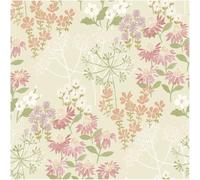 Cream Wildflower Wallpaper - Soft Botanical Meadow Floral Design with Pink, White and Orange Flowers - Nature Inspired Decorative for Living Room, Bedroom or Feature Wall