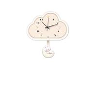 Cream Wind Rocking Cloud Wall Clock - Modern Home Decorative Painting Clock for Living Room