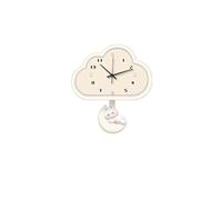 Cream Wind Rocking Cloud Wall Clock - Modern Home Decorative Painting Clock for Living Room