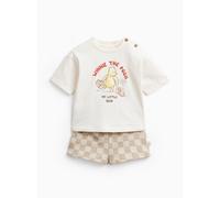 Cream Winnie The Pooh Print T-Shirt & Shorts Set 3-6 months