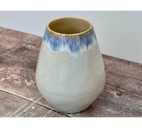 Cream with Blue Design Small Vase, 15cm