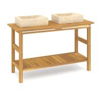 (cream, without basket) vidaXL Solid Wood Teak Bathroom Vanity Cabinet Black/Cream with/without Basket