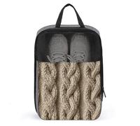 Cream Yarn Knitted Pattern Shoe Bag for Travel Daily Use Anti-dust Storage Carrier Golf Shoe Pouch