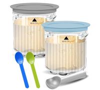 Creami Breeze Pints and Lids for Ninja, 16oz Creamer Cups Storage Containers Holder Can Canisters Replacement Accessories for NC100 NC200 NC201 CN205A Ice Cream Maker Airtight BPA-Free Dishwasher Safe