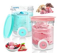 Creami Pint Containers Replacement for Ninja Swirl Ice Cream & Soft Serve Makers, Dishwasher Safe Ninja Creami Accessories 16 oz Containers for Ninja Swirl NC700UK (Blue + Pink)