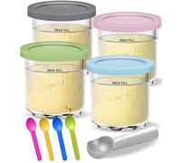Creami Pints and Lids for Ninja - 4 pack Creamy Icecream Containers Cups Jars Tubs Canisters Set, Smoothie Pot Compatible with NC299AMZ & NC300s Series Creamer Ice Cream Maker Machine Accessories