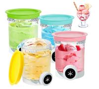 Creami Pints and Lids for Ninja, Creamy Icecream Containers Cups Jars Tubs Canisters, Smoothie Pot Compatible with Ninja Swirl NC700 NC701 Series Creamer Ice Cream Maker Machine Accessories (4PCS B)