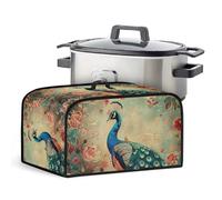 CREAMIC Peacock Oval Crock Pot Cover Small Crock Pot Dust Cover with Mesh Pocket for Storage Small Appliance Accessories Stain Resistant Dust Cover for 6 7 8 Quart Slow Cooker