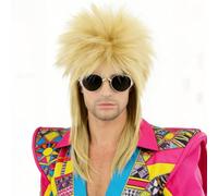 Creamily Long Blonde 70s 80s Mullet Cher Glam Rock-Rocker Cosplay Wigs for Women and Men’s Halloween, Themed Costume Party