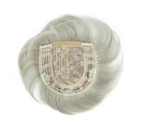 Creamily Short Platinum Blonde Hair Toppers for Women with Thinning Hair Piece 360°3D Cover with 5 Clips Wispy Bangs 6.5"*6" Large Coverage Synthetic Hairpieces for Men(Platinum Blonde)