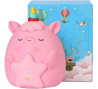 Creamily Unicorn Piggy Bank, Briuhap Unbreakable Resin Money Coin Bank, Cute Piggy Bank with DIY Alphabet & Rhinestone Stickers, for Birthday, Christmas, Baby Shower (Pink)