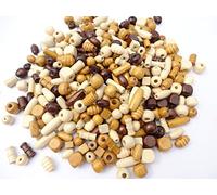 Creamore Crafts 100 Or 200 - Wooden Mixed Size & Shape Wood Beads Craft Jewellery Dolls Hair Braiding - Pack Size: 200 Beads