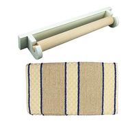 Creamore Mill White Oak Roller Aga Towel Rail with Blue Stripe Cotton Towel | Towel Holder Rack Wood Wooden Large | Made in UK