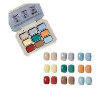 Creamy Colorful Nail Polish Set, Gel Nail Polish Summer Colors, Nine-Square Grid Solid Gel Glue Nail Polish Glue Set, Long Lasting Solid Nail Polish Palette (5#, 10cm)