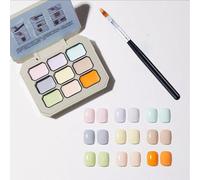 Creamy Colorful Nail Polish Set, Nine-Square Grid Solid Gel Glue Gel Nail Polish, Summer Gel Nail Polish Colors, Long Lasting Solid Nail Polish Palette For Girls (A4)