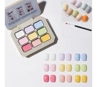 Creamy Colorful Nail Polish Set, Solid Cream Gel Polish Palette,Long Lasting Solid Nail Polish Palette,Nine-Square Grid Solid Nail Polish Set,for Women/Girls/Friend DIY Home (A)