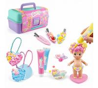 Creamy Deco Activity Case - DIY Keychain & Hair Clip Decorating Craft Kit | 3 Decoden Cream Tubes | 7 Charms | Special Edition Creamy Deco Baby | Portable Storage
