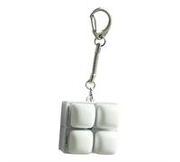 Creamy Keyboard Fidget, Steamed Bun Shape Led Keyboard Finger Fidget Clicker Keychain Bag Charm Anxiety Stress Relief Keyring With Crisp Sound, Sensory Toys at Office School And Home (4 keys)