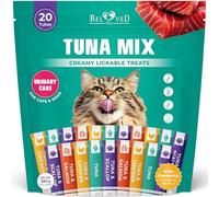Creamy Lickable Cat Treats & Wet Food Squeeze Tubes - Liquid Kitten Snacks, Urinary Tract Care, Multivitamin Treats for Cats, & Small Dogs, Lick Up 20 Sticks Tuna Mix