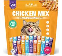 Creamy Lickable Cat Treats & Wet Squeeze Tubes - Chicken Mix, Liquid Cat Snacks, Skin & Coat Care, Multivitamin Treats for Cats & Small Dogs, Lick Up - 20 sticks