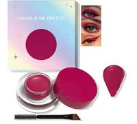 Creamy Matte Red Eyeshadow & Eyeliner 2-in-1 Kit for Defined Looks & Smoky Eyes - Long-Wearing Waterproof Smudge-Proof Buildable Gel Formula with Dual-Ended Precision Brush in Glass Jar, 3.00g