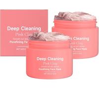 Creamy Pink Clay Mask, Natural Deep Cleansing Mud Mask, Cleanses Pores Exfoliates Evenly Reduces Fine Lines, Suitable for Daily Use