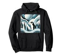 Creamy Sky Blue Penguin Winter North Pole Forest Pattern Pullover Hoodie