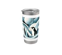 Creamy Sky Blue Penguin Winter North Pole Forest Pattern Stainless Steel Insulated Tumbler