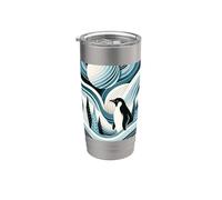 Creamy Sky Blue Penguin Winter North Pole Forest Pattern Stainless Steel Insulated Tumbler