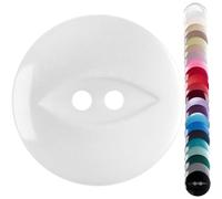 Creamy White Small Cardigan Buttons, 14 mm Fish Eye - Pack of 10 Matching Plastic Buttons for Toddler Cardigans, Baby Dresses, Light Knits, Knitting & Crafts - Giddy Square