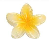 Creamy Yellow Flower Claw Clip, Hawaiian Flower Claw Clips Plumeria Hair Clip Hibiscus Clip for Women Large Clips for Thick Hair,Hair Accessories for Women Large Size for Thick Hair
