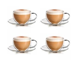 Creano 4X Thermo Cup, Double-Walled Tea/Latte Macchiato/Cappuccino Cup with Coaster | 250 ml