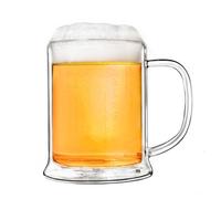 Creano "Beer Glass 500ml - Elegant Double-Walled Borosilicate Glass for Wheat Beer - Heat Resistant & Insulating - Individual Glass