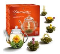 Creano Blooming Tea Gift Set - 500 ml Glass Teapot With 6 Flowering White Tea Flowers
