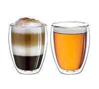Creano Double Walled Coffee Glasses 400ml - Insulated Latte Macchiato Cups - Cappuccino, Tea - Handmade Heat Resistant Mugs - 2 pcs (Pack of 1)
