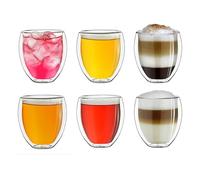 Creano Double Walled Coffee Glasses 400ml - Insulated Latte Macchiato Cups - Cappuccino, Tea - Handmade Heat Resistant Mugs - 6 pcs (Pack of 1)