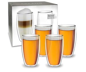 Creano Double Walled Coffee Glasses 400ml - Insulated XXL Cappuccino Cups - Latte Macchiato, Tea - Also Suitable for Small Hands - 4 pcs (Pack of 1)