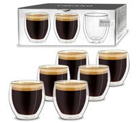 Creano Double Walled Espresso Glass 100ml - Set of 6 Luxurious Classic Round Insulated Borosilicate Thermal Cups - Perfect Present for Families & Large Receptions - Set of 6