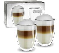 Creano Double Walled High Glasses 250ml - Set of 2 Luxurious Insulated Borosilicate Glasses for Coffee & Tea - Exclusive Birthday or Wedding Present for Couples - Set of 2