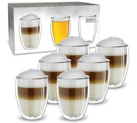 Creano Double Walled High Glasses 250ml - Set of 6 Luxurious Insulated Borosilicate Glasses for Coffee & Tea - Perfect Present for Families & Large Receptions - Set of 6