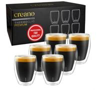 Creano Premium Double-Walled Drinking Glasses 250 ml - Set of 6 | 100% dishwasher safe thanks to GastroSeal technology - professional catering quality - double-walled glass