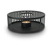 Creano "Stripes" Teapot Warmer in Black Stainless Steel - Stylish Tea Warmer with Linear Pattern for Teapots & Coffee Pots - Includes Tealight Holder