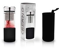 Creano "Teamaker - Tea bottle to go from glass with strainer for loose tea - 400ml (Black)