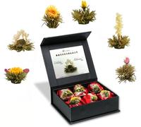 Creano White Blooming Tea 6 pcs Set - Luxurious Magnetic Gift Box with 6 Floral Varieties - Elegant Modern Present for Her, Birthdays & Christmas
