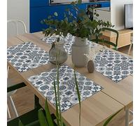 CREARREDA American Placemats Set of 4 Washable PVC Made in Italy 48 x 33 cm Breakfast & Snacks Dirt-Repellent, Non-Slip, Fireproof