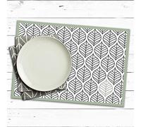 CREARREDA Americana Leaves Placemats, Set of 4, PVC Breakfast Placemats, 48 x 33 cm, Non-Slip, Washable, Dirt-Resistant, Heat Resistant, Made in Italy